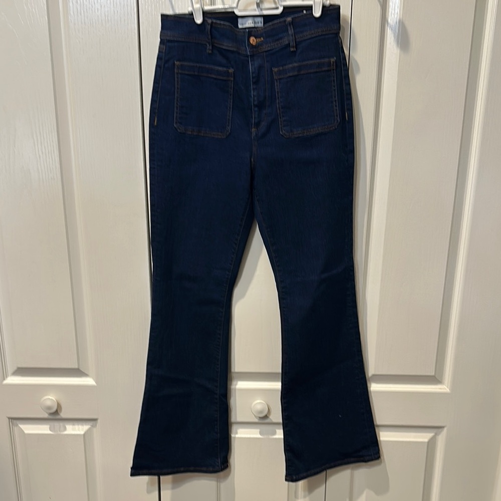 LOFT Indigo Flare Jeans with Patch Pockets
